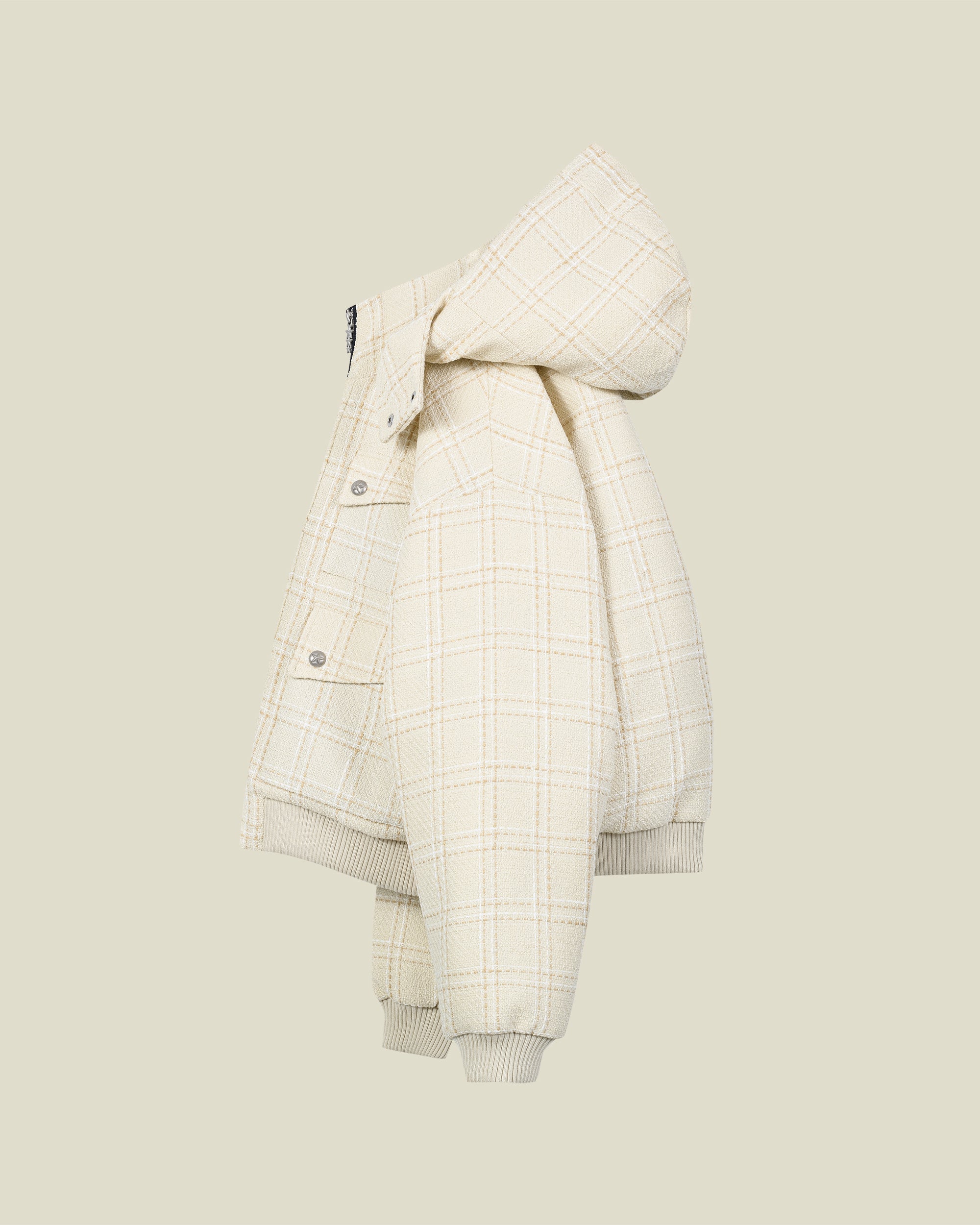 Beige Bouclé Puffer Jacket