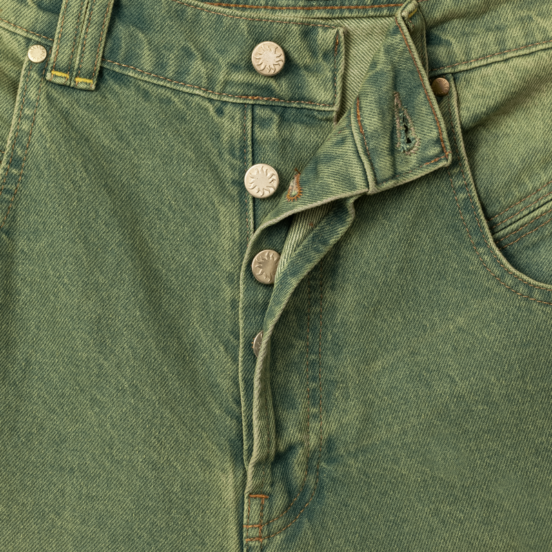 OLIVE DOUBLE BARREL JEANS