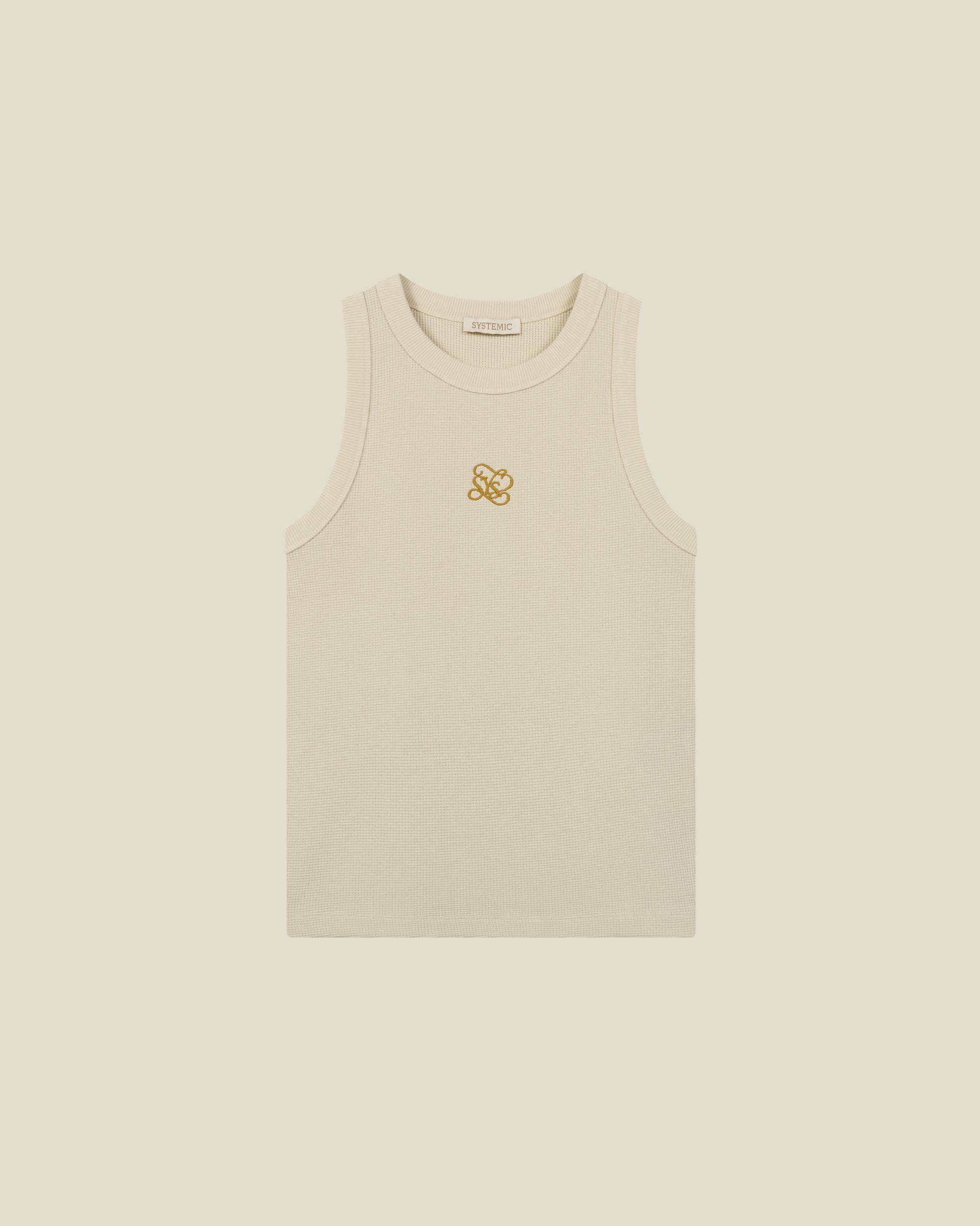 Beige Crest Waffle Tanktop