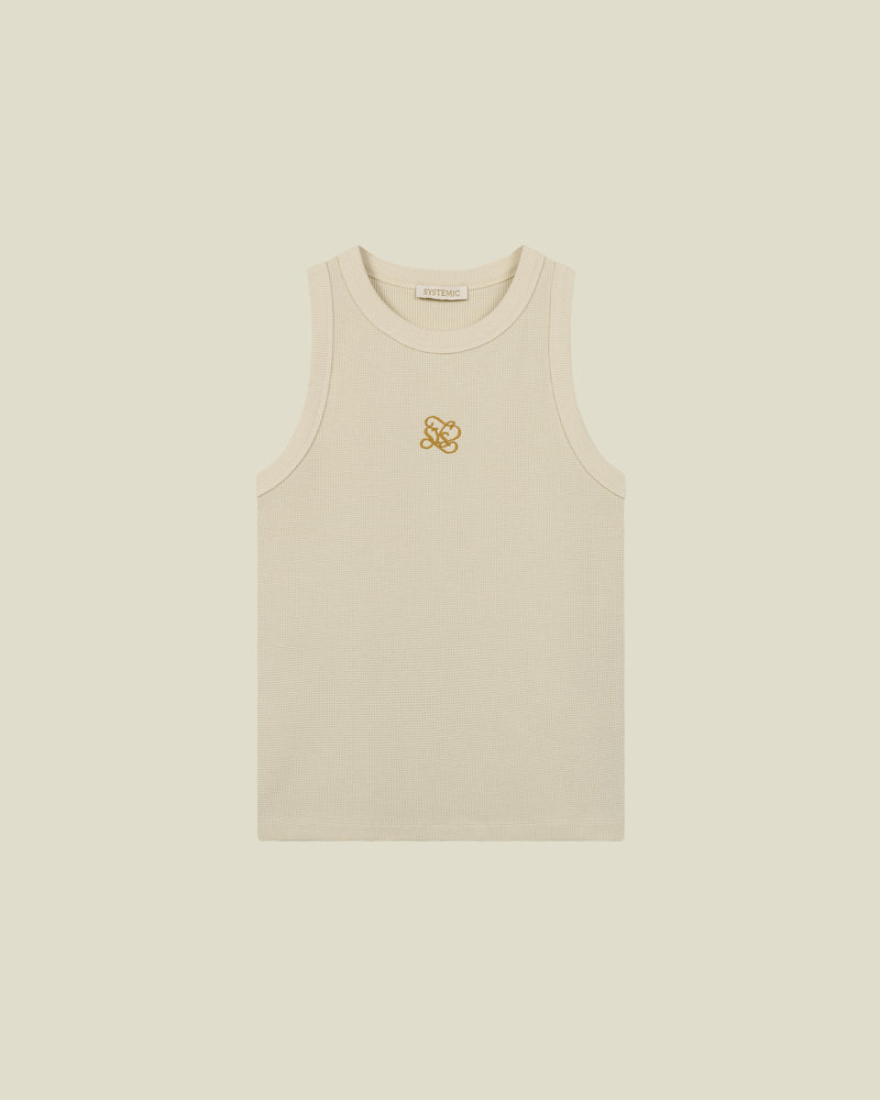Beige Crest Waffle Tanktop
