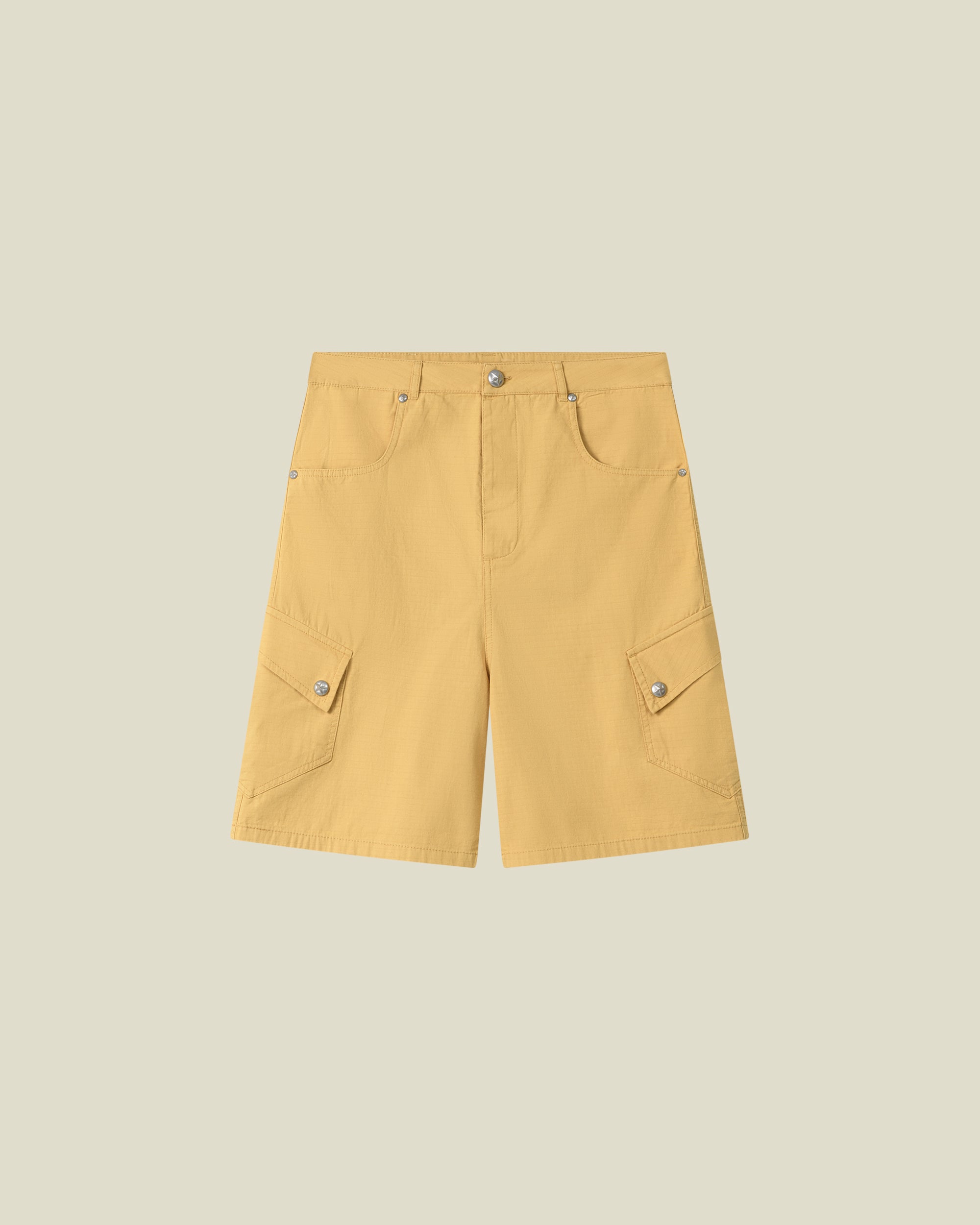Beige Ribstop Cargo Shorts