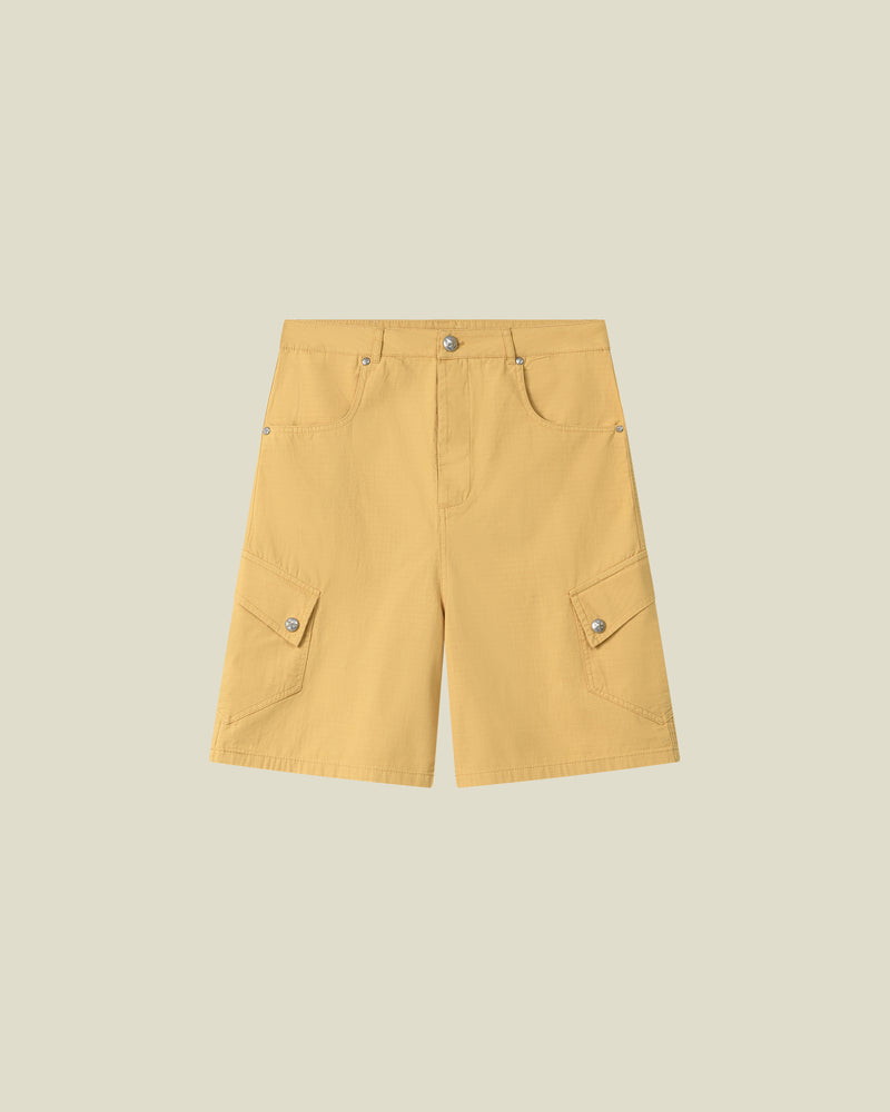 Beige Ribstop Cargo Shorts
