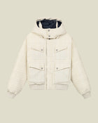 Beige Bouclé Puffer Jacket