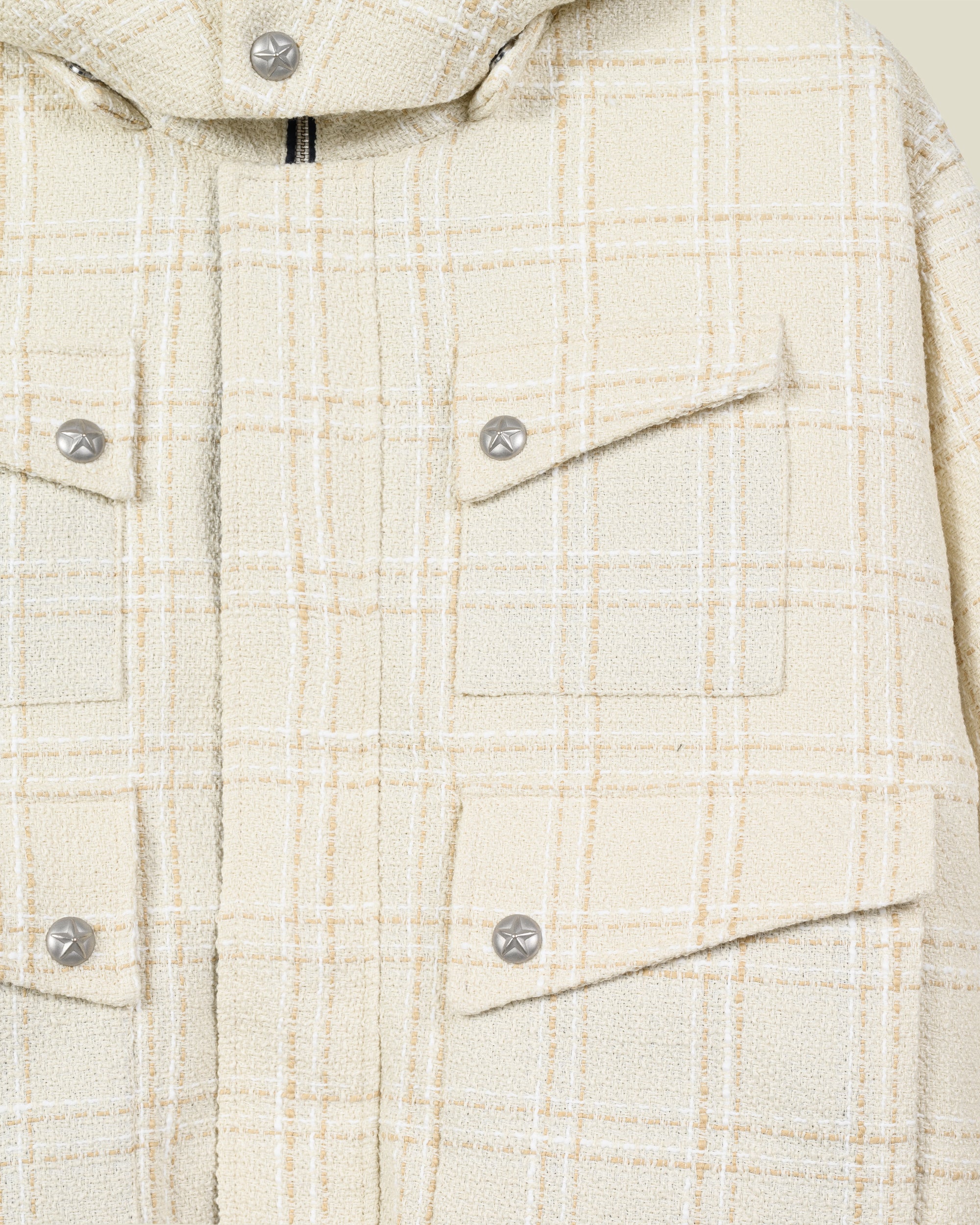 Beige Bouclé Puffer Jacket