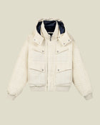 Beige Bouclé Puffer Jacket