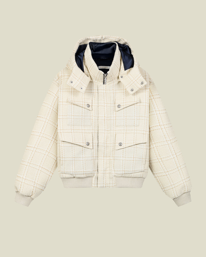 Beige Bouclé Puffer Jacket