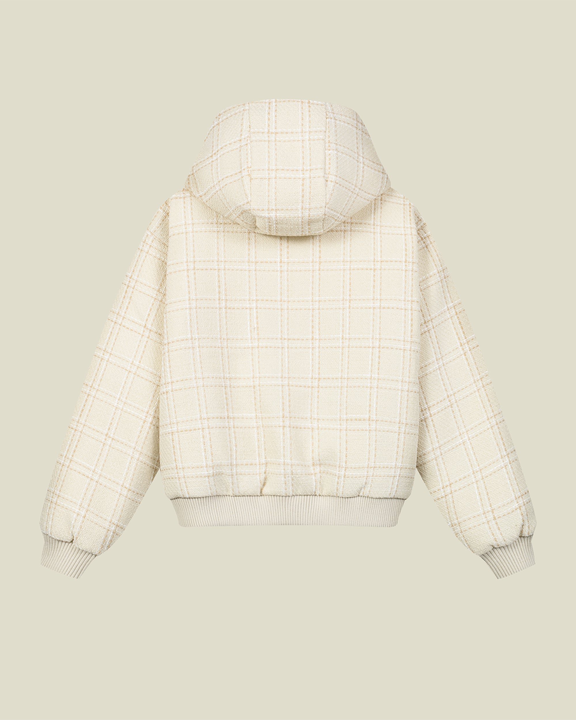 Beige Bouclé Puffer Jacket