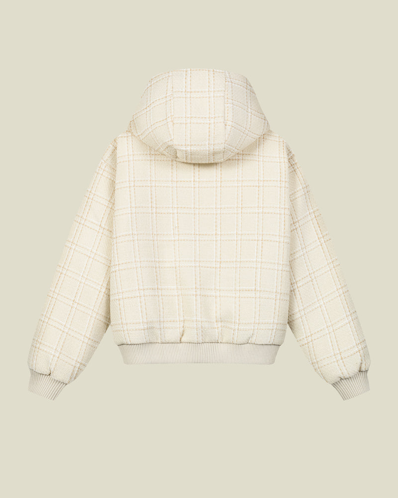 Beige Bouclé Puffer Jacket